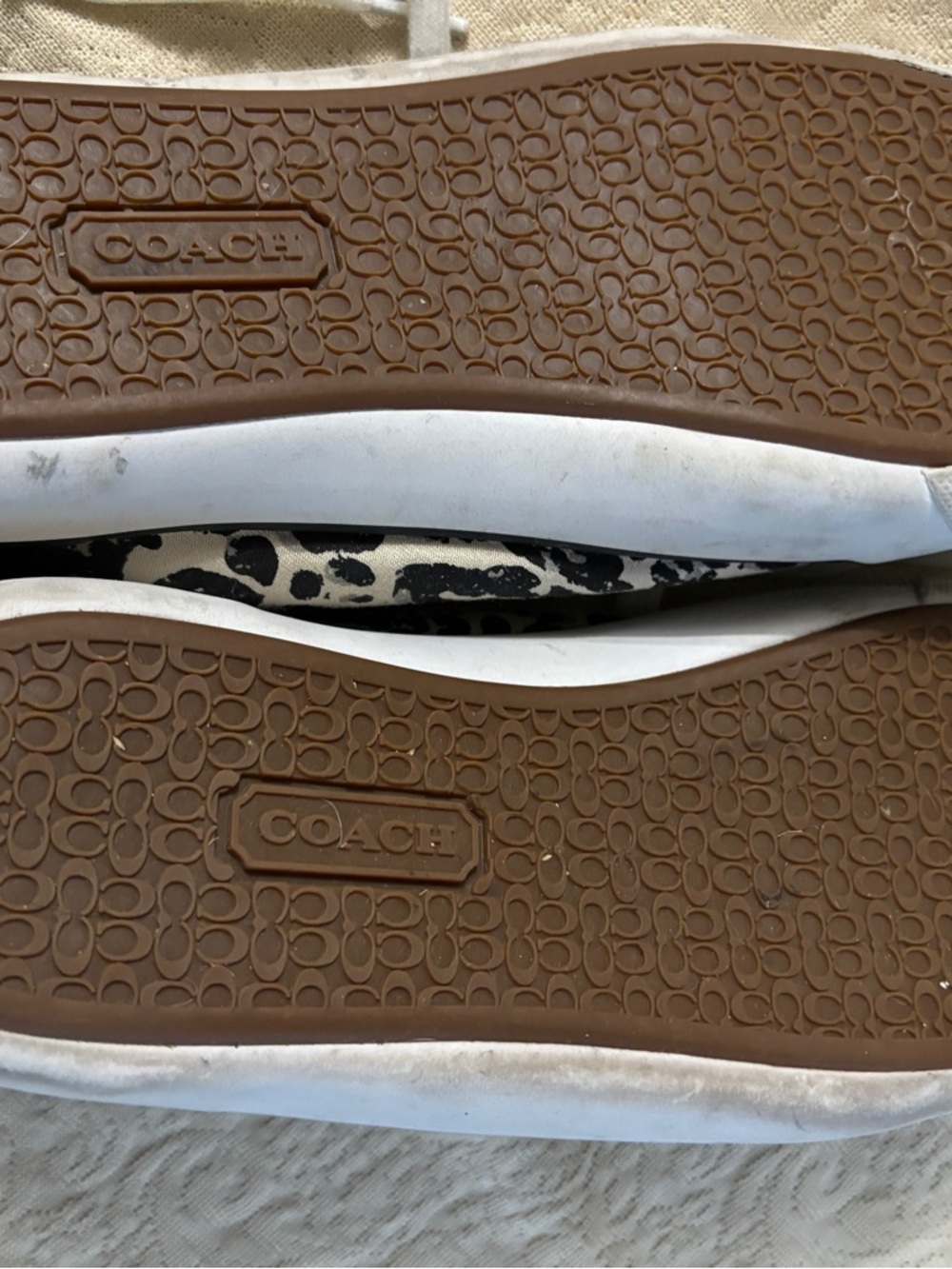 Coach Women's Black & White Leopard-Print Canvas Sneakers - Picture 5 of 6